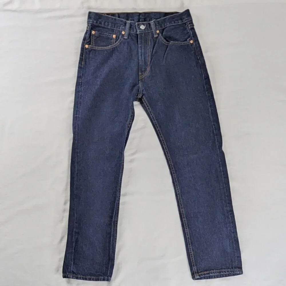 Levi's Retro Dark Wash Blue Denim 505 Straight Leg Jeans